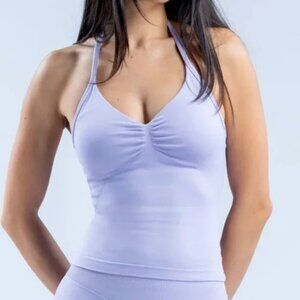 Dfyne Impact Longline Purple Lilac Halter Tank Top Fitness Gym Athletics M